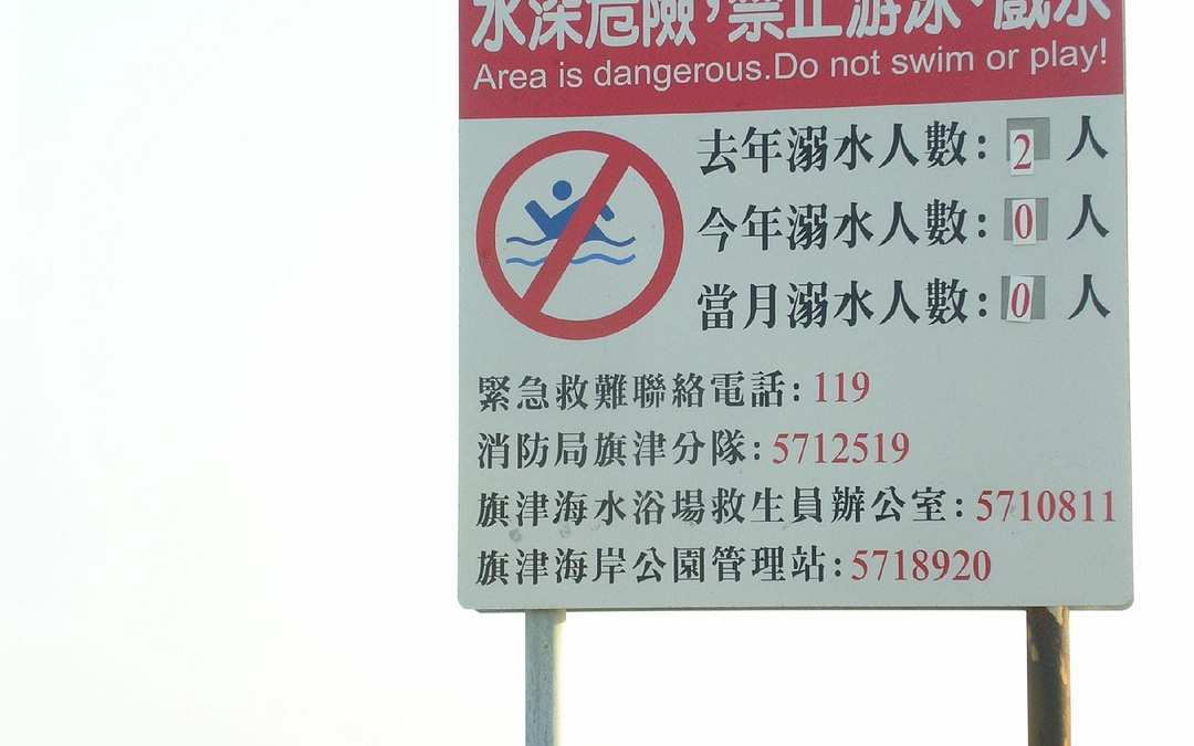 水深危險禁止游泳、戲水